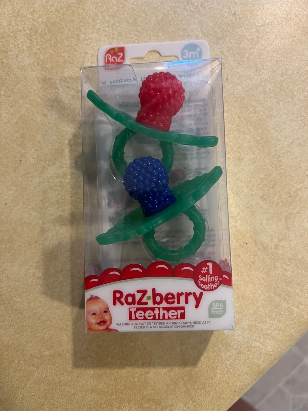 RaZ•berry Teether Set - Red & Blue Berries with Green Rings